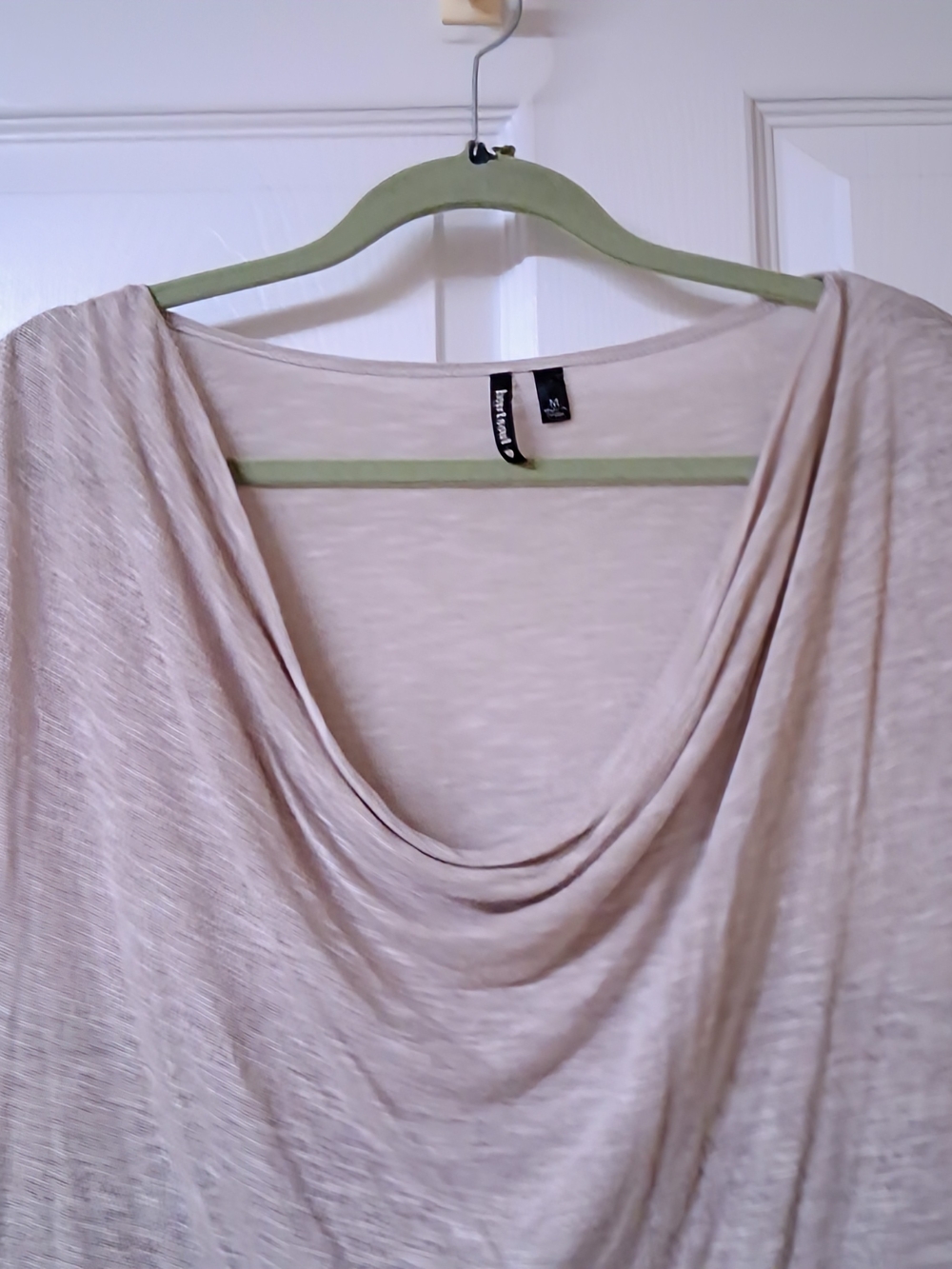 HeartSoul Cream Cowl Neck Top with High Low Patterned Back - Picture 3 of 7